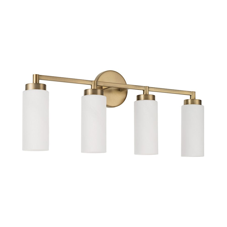 Capital Lighting Alyssa 4 Light Vanity, Brass/Faux Alabaster
