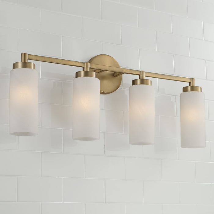 Capital Lighting Alyssa 4 Light Vanity, Brass/Faux Alabaster