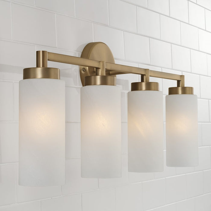 Capital Lighting Alyssa 4 Light Vanity, Brass/Faux Alabaster