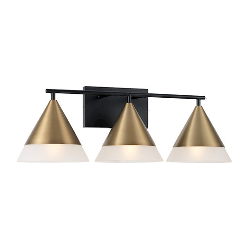 Capital Lighting Avant 3 Light Vanity, Brass/Black/Frosted