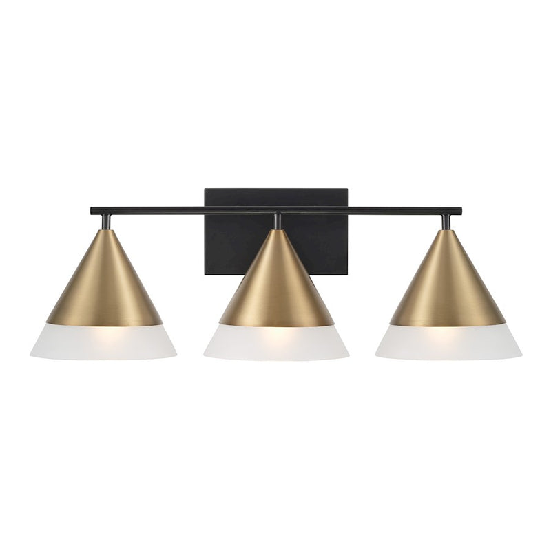 Capital Lighting Avant 3 Light Vanity, Brass/Black/Frosted