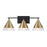 Capital Lighting Avant 3 Light Vanity, Brass/Black/Frosted