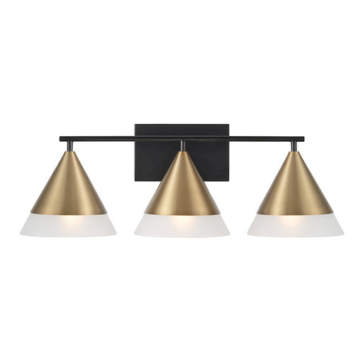 Capital Lighting Avant 3 Light Vanity, Brass/Black/Frosted