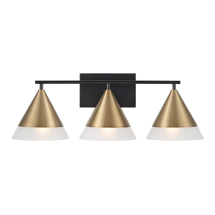 Capital Lighting Avant 3 Light Vanity, Brass/Black/Frosted