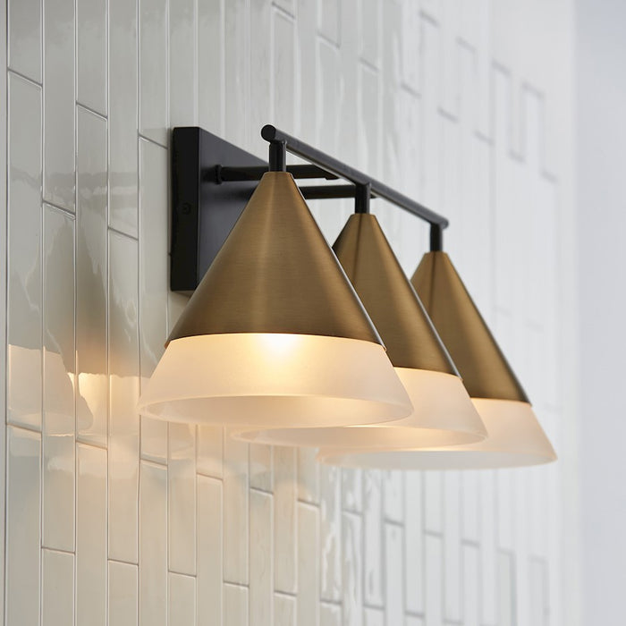Capital Lighting Avant 3 Light Vanity, Brass/Black/Frosted