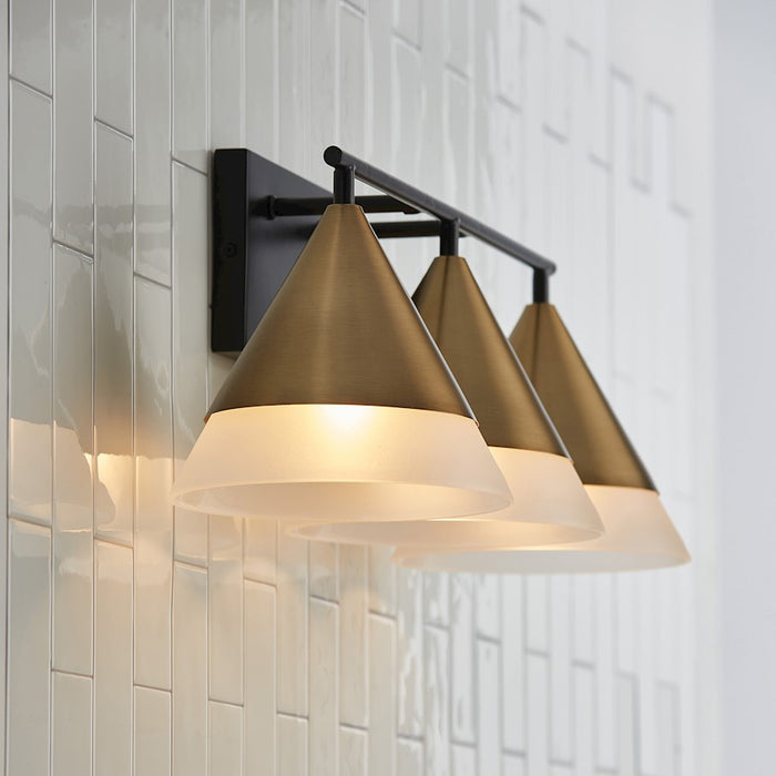 Capital Lighting Avant 3 Light Vanity, Brass/Black/Frosted