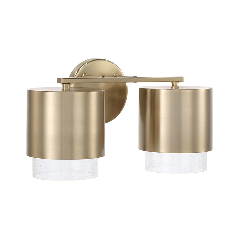 Capital Lighting Weller 2Lt Vanity, Matte Brass/Clear Seeded
