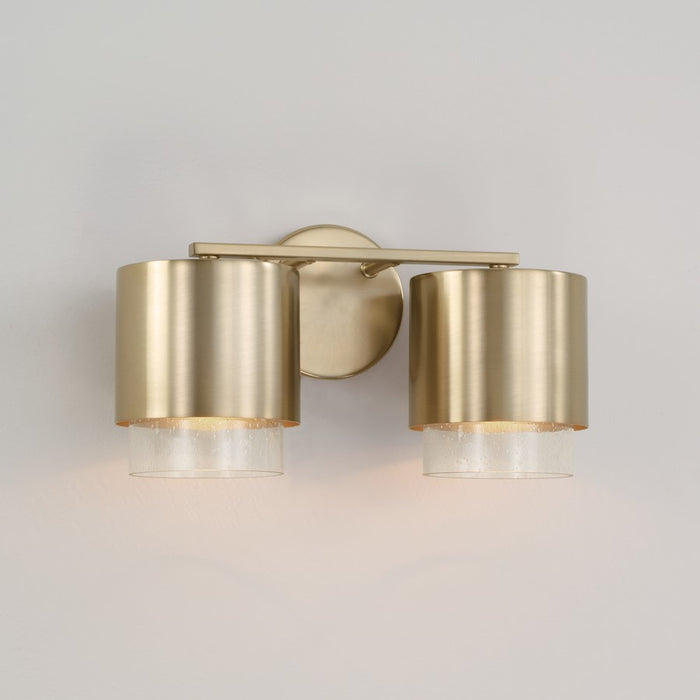 Capital Lighting Weller 2Lt Vanity, Matte Brass/Clear Seeded