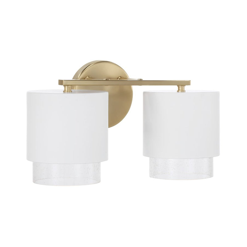 Capital Lighting Weller 2Lt Vanity, Brass/White/Clear Seeded