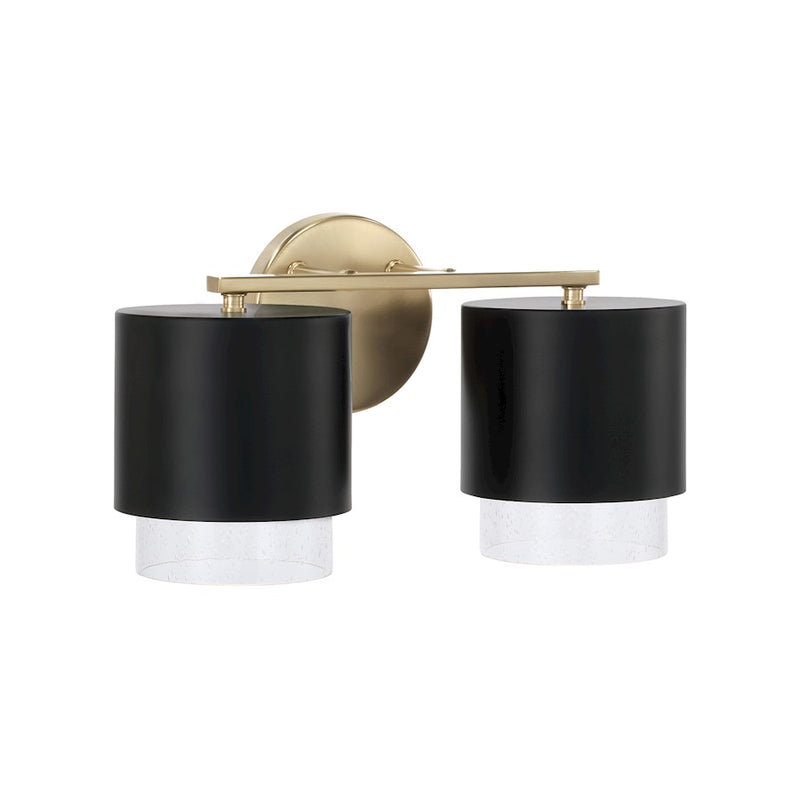 Capital Lighting Weller 2Lt Vanity, Brass/Black/Clear Seeded