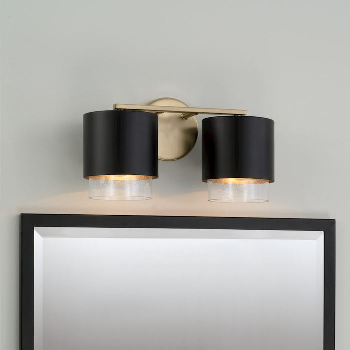 Capital Lighting Weller 2Lt Vanity, Brass/Black/Clear Seeded