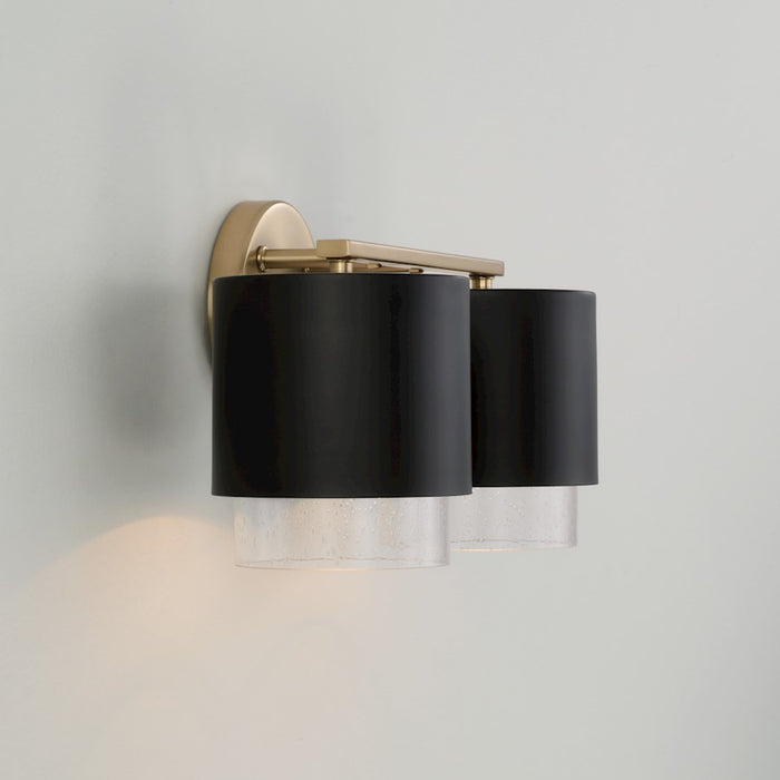 Capital Lighting Weller 2Lt Vanity, Brass/Black/Clear Seeded