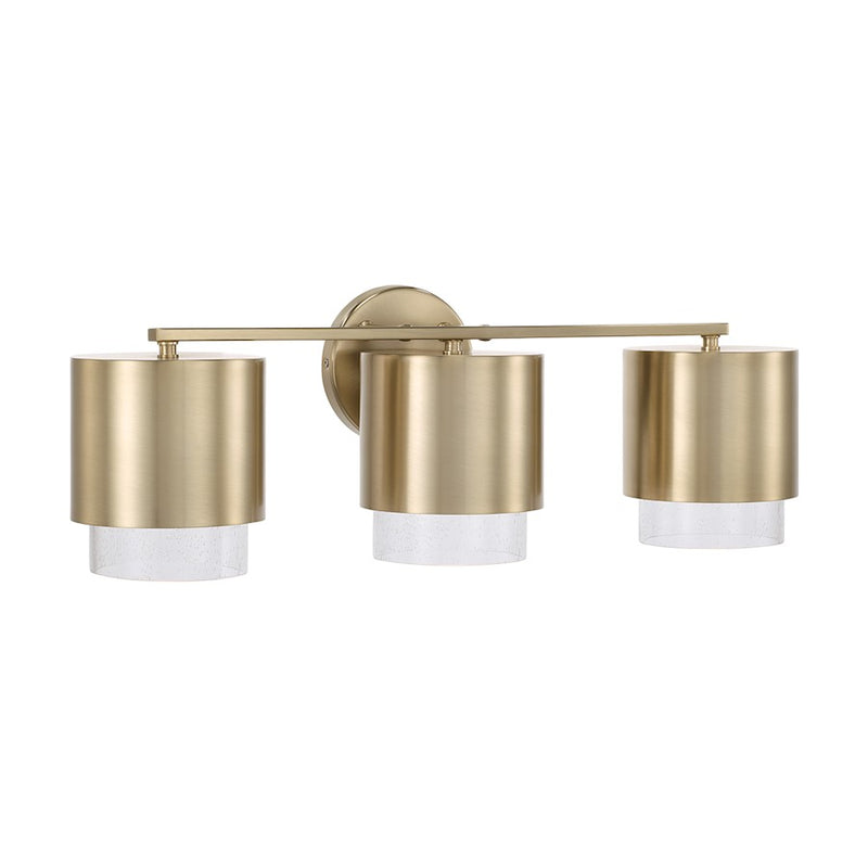 Capital Lighting Weller 3Lt Vanity, Matte Brass/Clear Seeded