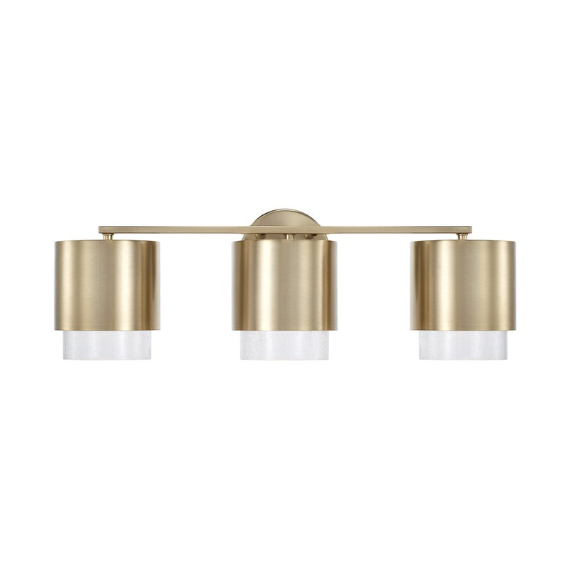 Capital Lighting Weller 3Lt Vanity, Matte Brass/Clear Seeded