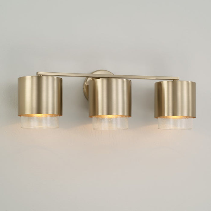 Capital Lighting Weller 3Lt Vanity, Matte Brass/Clear Seeded