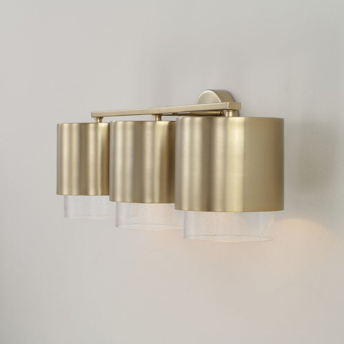 Capital Lighting Weller 3Lt Vanity, Matte Brass/Clear Seeded