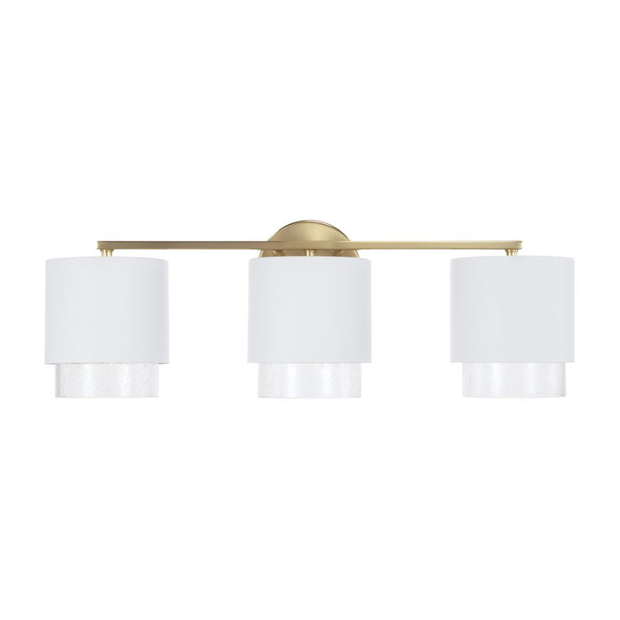 Capital Lighting Weller 3Lt Vanity, Brass/White/Clear Seeded