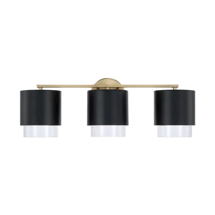 Capital Lighting Weller 3Lt Vanity, Brass/Black/Clear Seeded