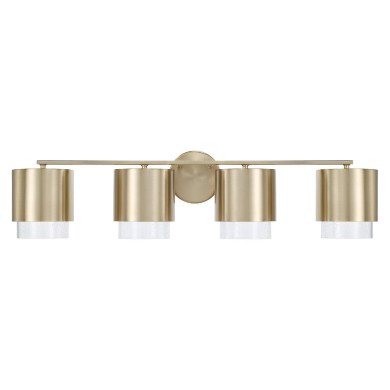 Capital Lighting Weller 4Lt Vanity, Matte Brass/Clear Seeded