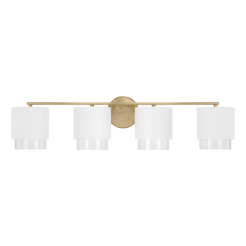 Capital Lighting Weller 4Lt Vanity, Brass/White/Clear Seeded