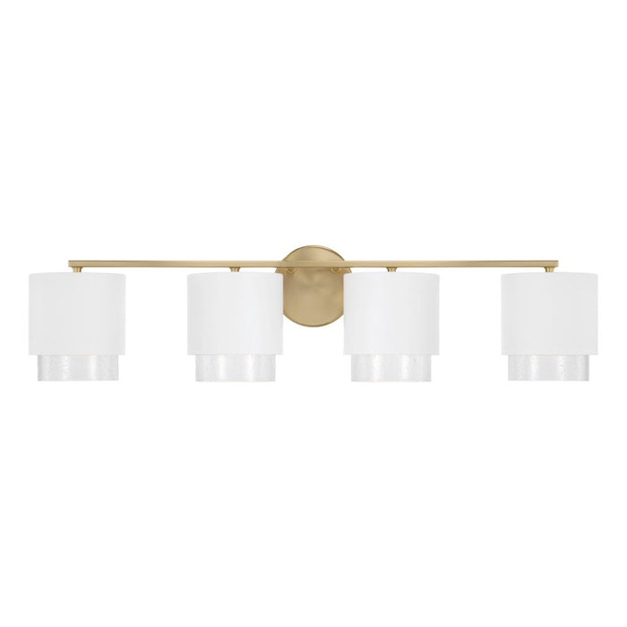 Capital Lighting Weller 4Lt Vanity, Brass/White/Clear Seeded