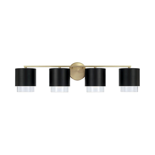 Capital Lighting Weller 4Lt Vanity, Brass/Black/Clear Seeded