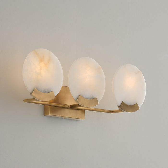 Capital Lighting Oriya 3 Light Vanity, Brass/Natural Alabaster Stone