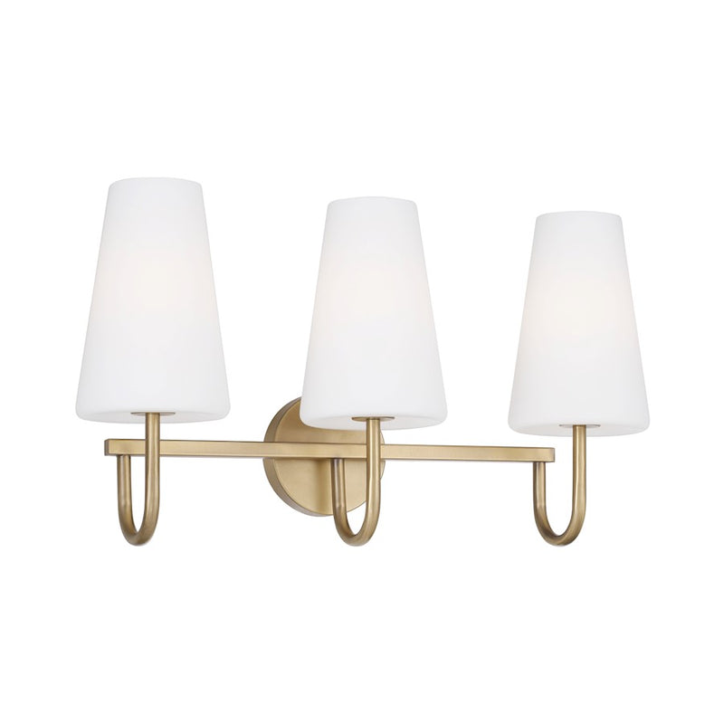 Capital Lighting Averitt 3 Light Vanity, Aged Brass/Soft White