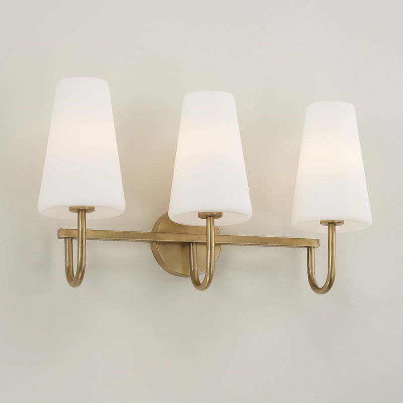 Capital Lighting Averitt 3 Light Vanity, Aged Brass/Soft White
