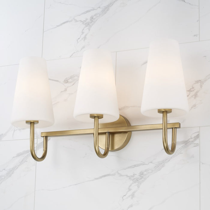 Capital Lighting Averitt 3 Light Vanity, Aged Brass/Soft White