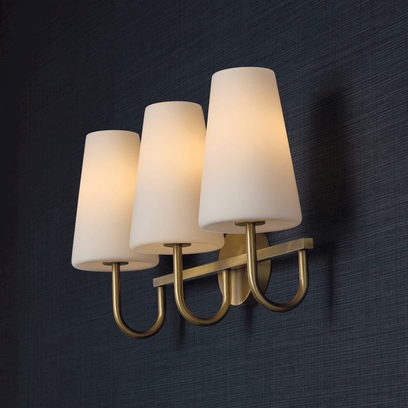 Capital Lighting Averitt 3 Light Vanity, Aged Brass/Soft White