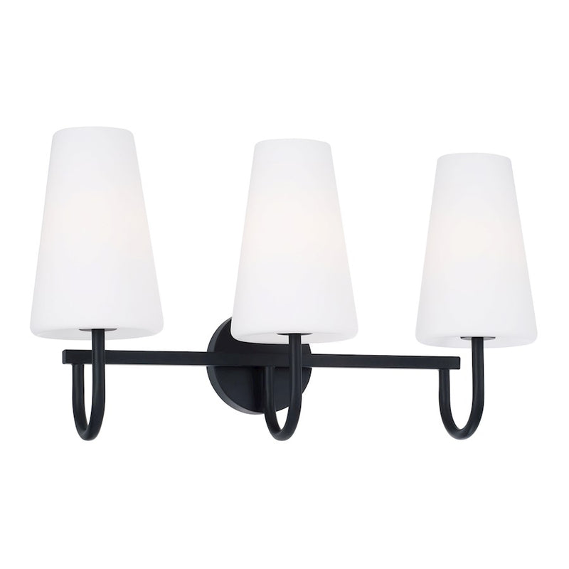 Capital Lighting Averitt 3 Light Vanity, Matte Black/Soft White