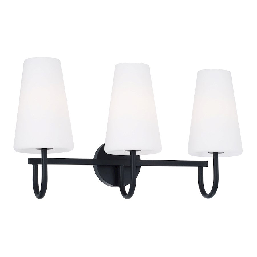 Capital Lighting Averitt 3 Light Vanity, Matte Black/Soft White - 155231MB-550
