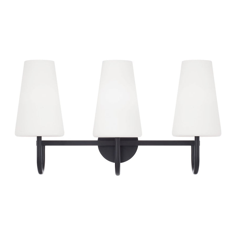 Capital Lighting Averitt 3 Light Vanity, Matte Black/Soft White