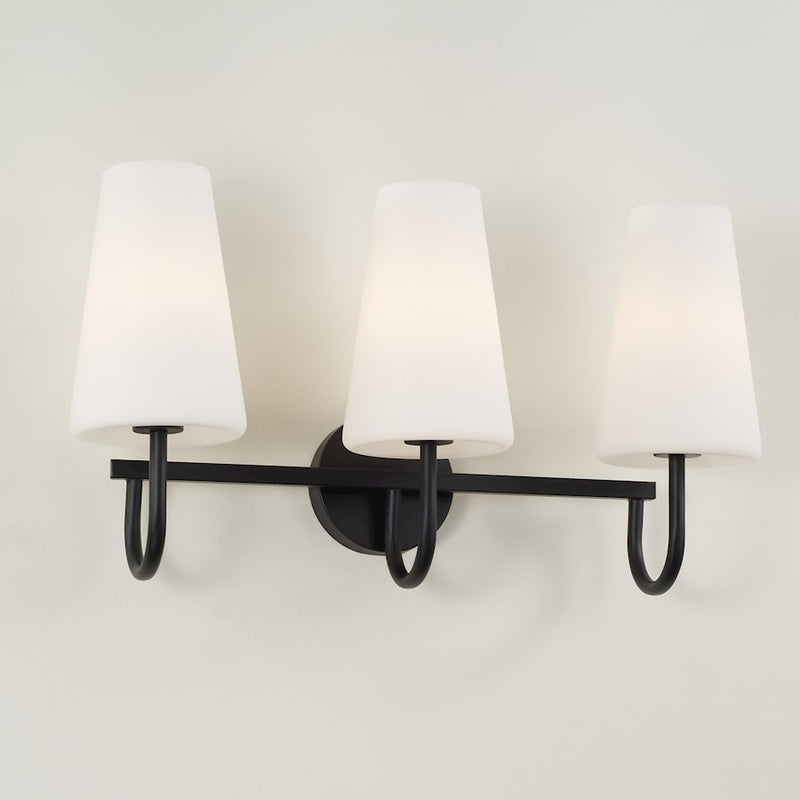Capital Lighting Averitt 3 Light Vanity, Matte Black/Soft White