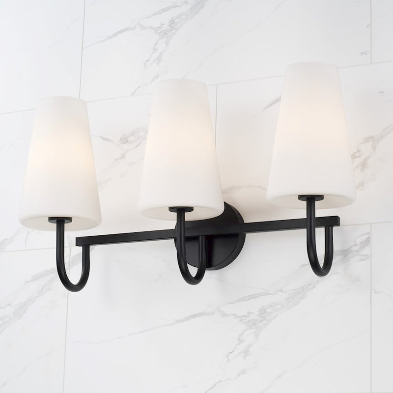 Capital Lighting Averitt 3 Light Vanity, Matte Black/Soft White