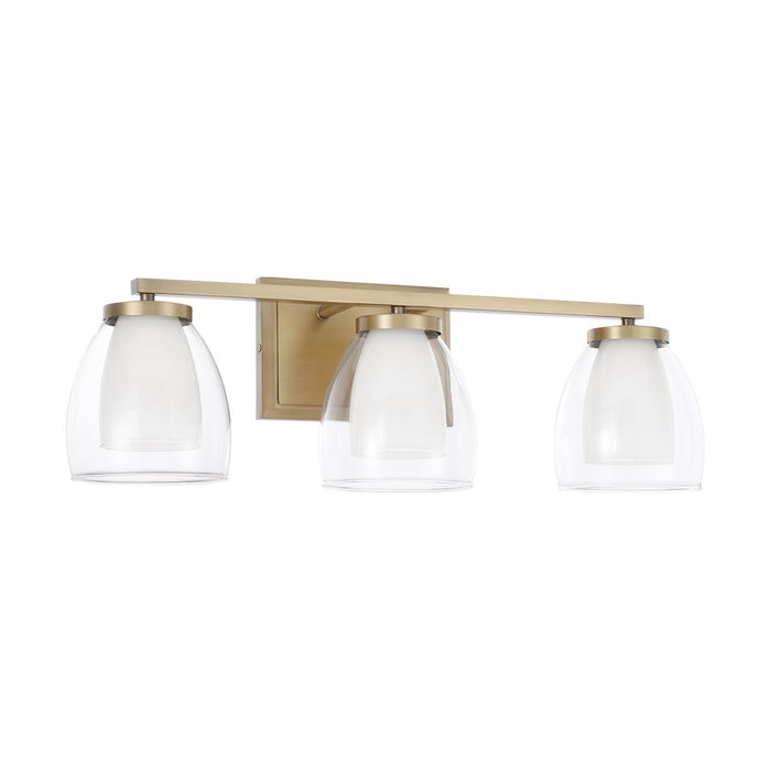 Capital Lighting Joss 3 Light Vanity, Brass/Layered White/Clear - 155931AD