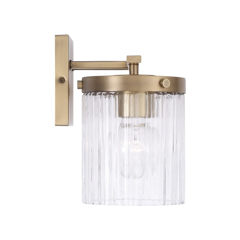 Capital Lighting Vaughn 2 Light Vanity, Aged Brass/Beveled Fluted