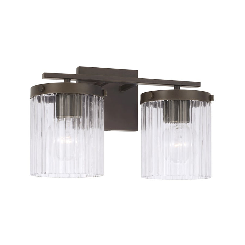Capital Lighting Vaughn 2Lt Vanity, Rubbed Bronze/Beveled Fluted