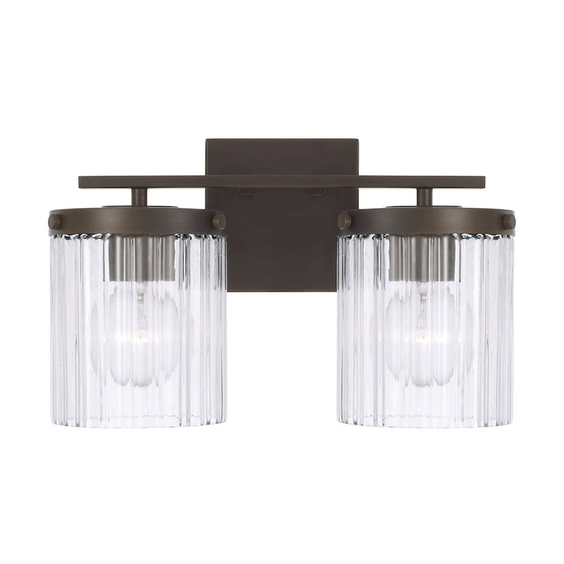 Capital Lighting Vaughn 2Lt Vanity, Rubbed Bronze/Beveled Fluted