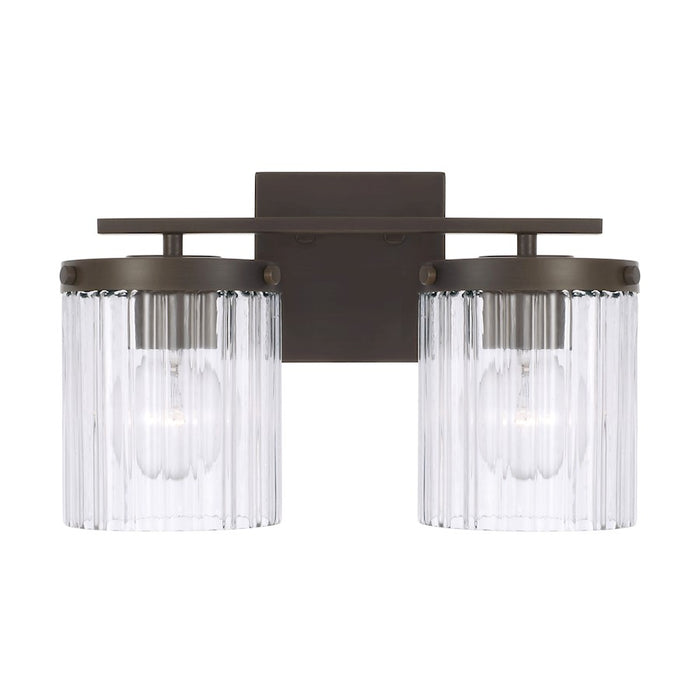 Capital Lighting Vaughn 2Lt Vanity, Rubbed Bronze/Beveled Fluted