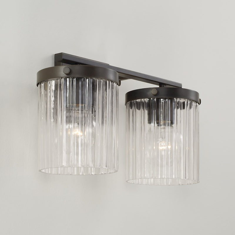 Capital Lighting Vaughn 2Lt Vanity, Rubbed Bronze/Beveled Fluted