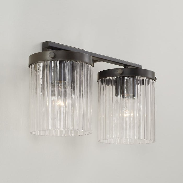 Capital Lighting Vaughn 2Lt Vanity, Rubbed Bronze/Beveled Fluted