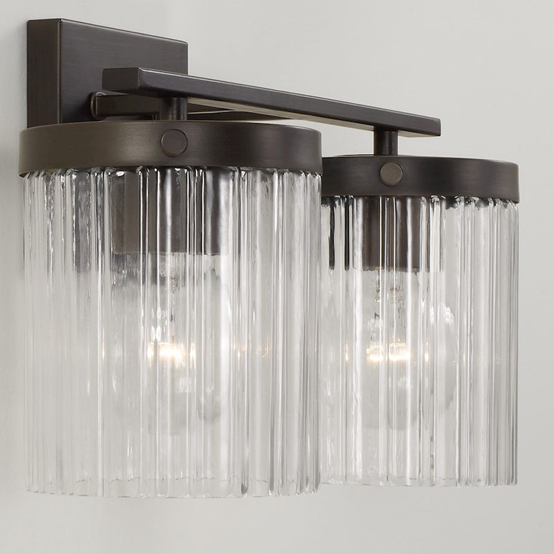 Capital Lighting Vaughn 2Lt Vanity, Rubbed Bronze/Beveled Fluted