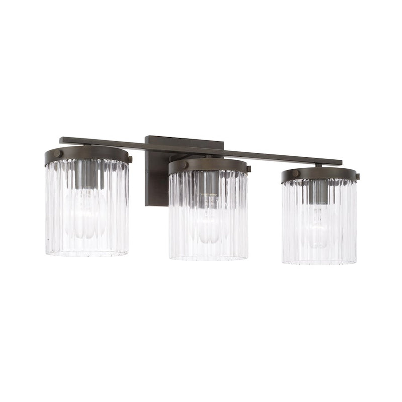 Capital Lighting Vaughn 3Lt Vanity, Rubbed Bronze/Beveled Fluted