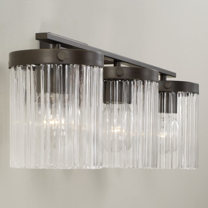 Capital Lighting Vaughn 3Lt Vanity, Rubbed Bronze/Beveled Fluted