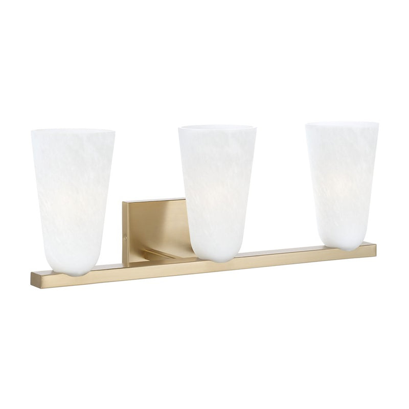 Capital Lighting Romy 3 Light Vanity, Matte Brass/Faux Alabaster
