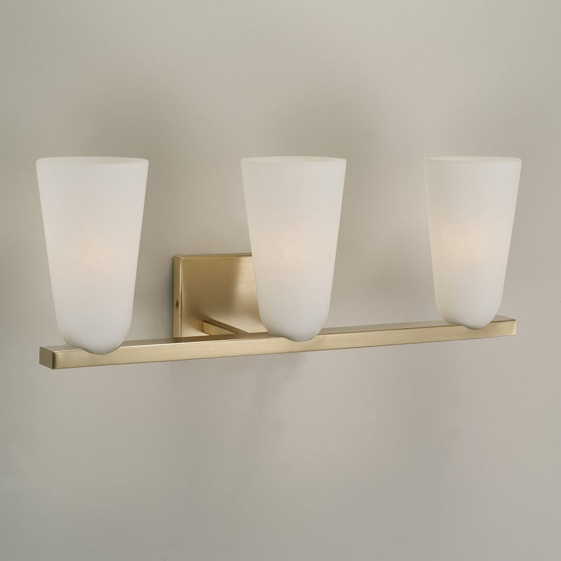Capital Lighting Romy 3 Light Vanity, Matte Brass/Faux Alabaster
