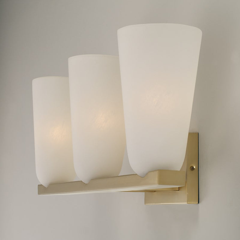 Capital Lighting Romy 3 Light Vanity, Matte Brass/Faux Alabaster