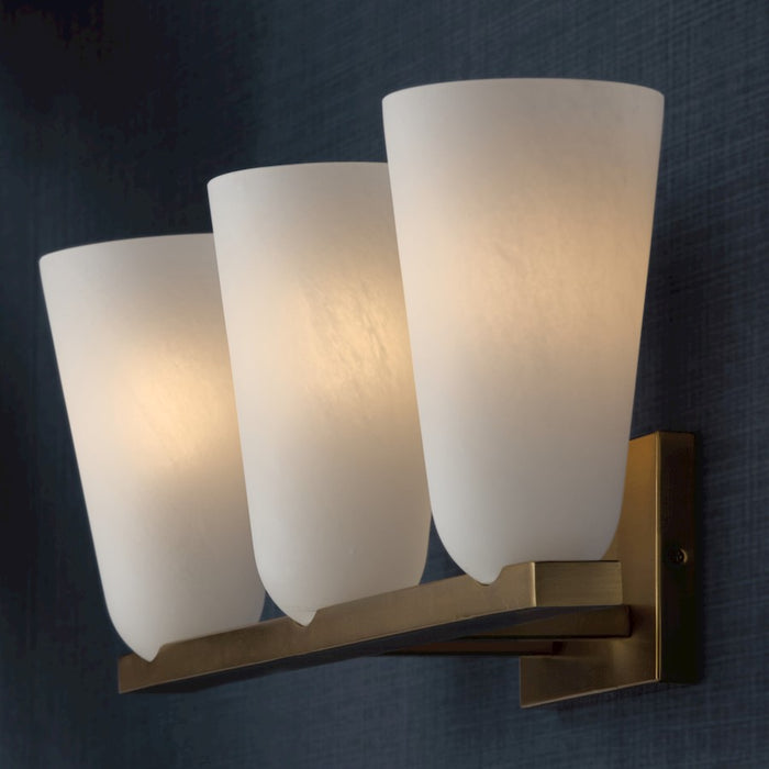 Capital Lighting Romy 3 Light Vanity, Matte Brass/Faux Alabaster